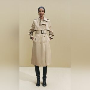 Zara Beige Double-Breasted Trench Coat